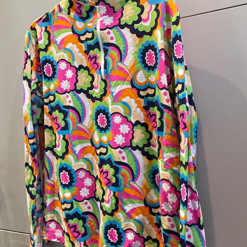 IBKUL MOCK NECK LONG SLEVE UPF+50 1/4  MULTI COLOR
